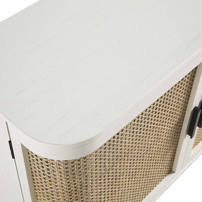 Grand buffet 3 portes en rotin courbé Izzy, blanc