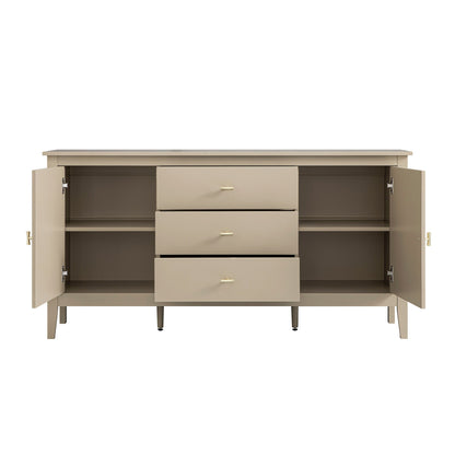 Buffet large Oakham avec tiroirs, gris foncé