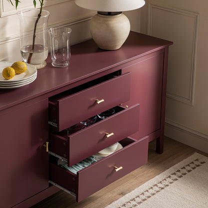 Buffet large Oakham avec tiroirs, cerisier sauvage