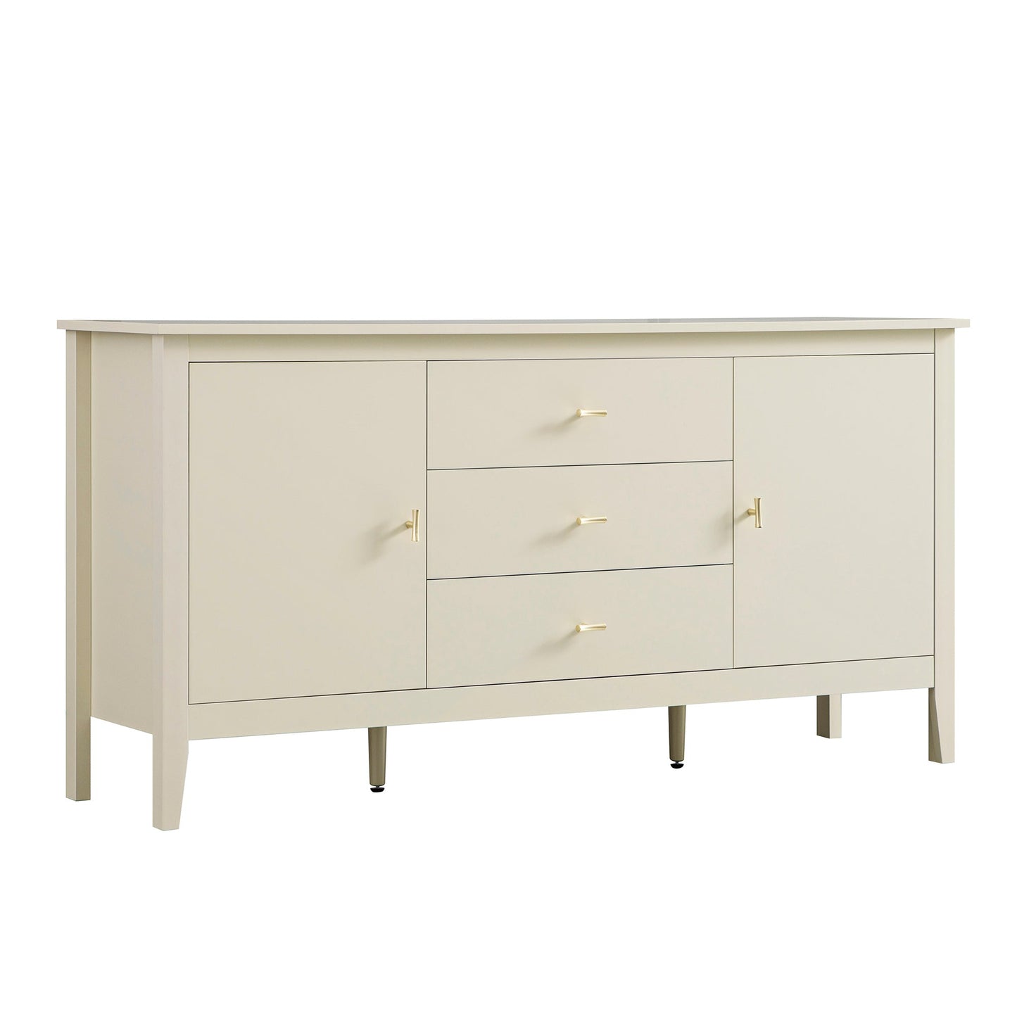 Buffet large Oakham avec tiroirs, blanc ombré