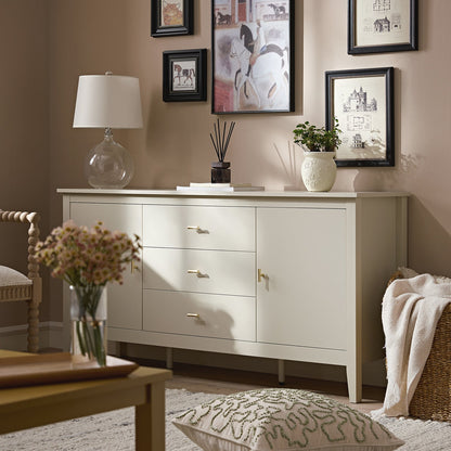 Buffet large Oakham avec tiroirs, blanc ombré
