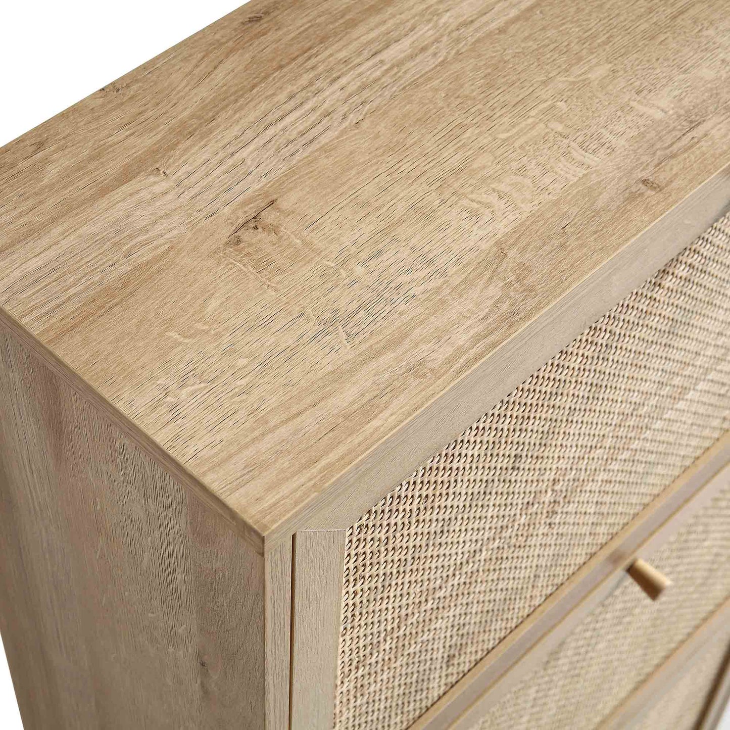 Meuble à chaussures à 3 niveaux en rotin Frances, naturel