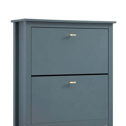 Meuble à chaussures à 2 niveaux Oakham, bleu orageux