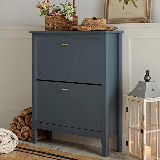 Meuble à chaussures à 2 niveaux Oakham, bleu orageux