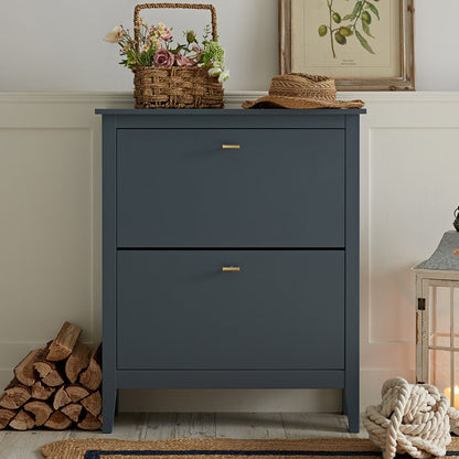 Meuble à chaussures à 2 niveaux Oakham, bleu orageux