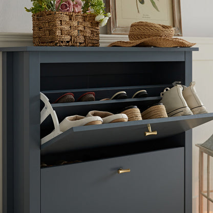 Meuble à chaussures à 2 niveaux Oakham, bleu orageux