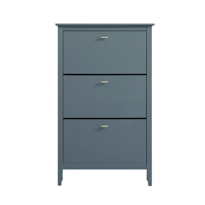 Meuble à chaussures à 3 niveaux Oakham, bleu orageux