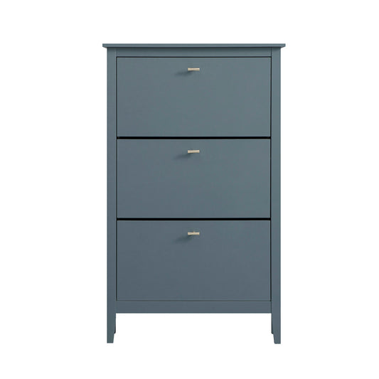 Meuble à chaussures à 3 niveaux Oakham, bleu orageux