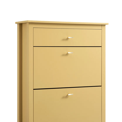 Meuble à chaussures Oakham à 2 niveaux avec tiroir supérieur, rotin jaune