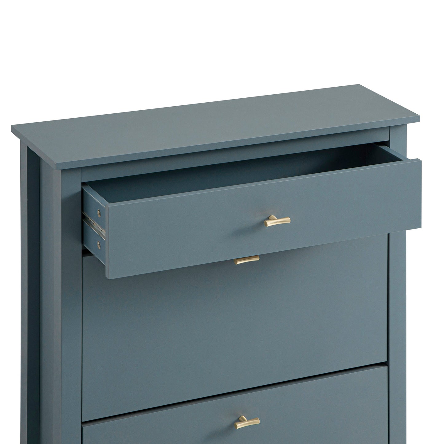 Meuble à chaussures Oakham à 2 niveaux avec tiroir supérieur, bleu orage