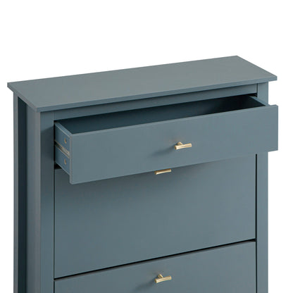 Meuble à chaussures Oakham à 2 niveaux avec tiroir supérieur, bleu orage