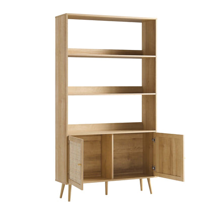 Bibliothèque en rotin tressé Frances avec portes, naturel