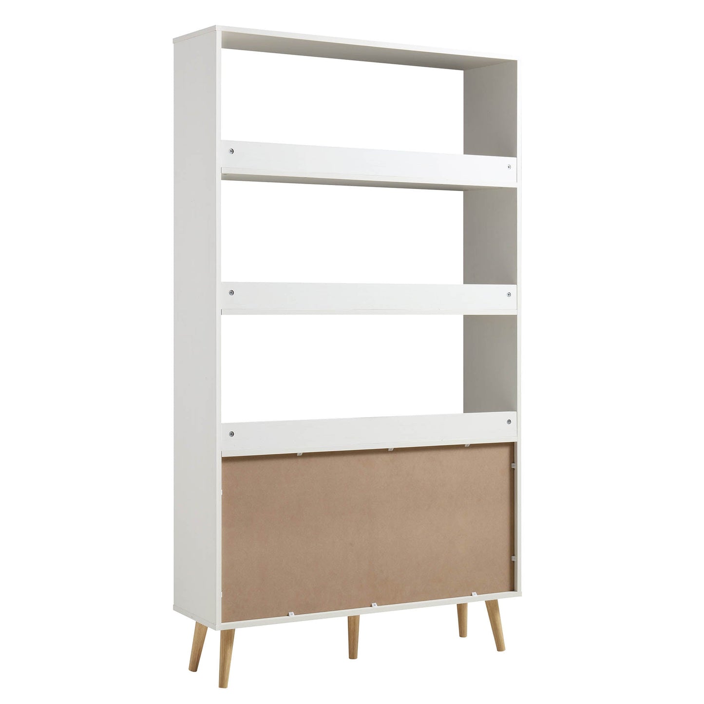 Bibliothèque en rotin tressé Frances avec portes, blanc