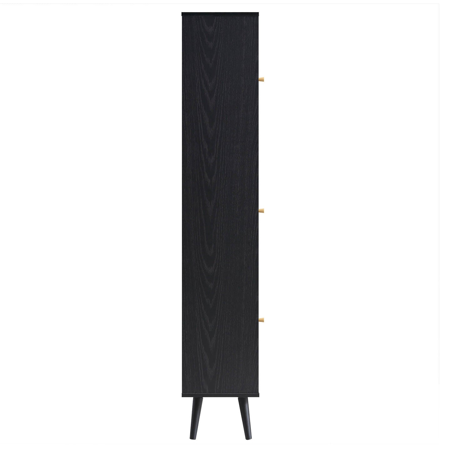 Meuble de salle de bain haut en rotin tressé Frances, noir