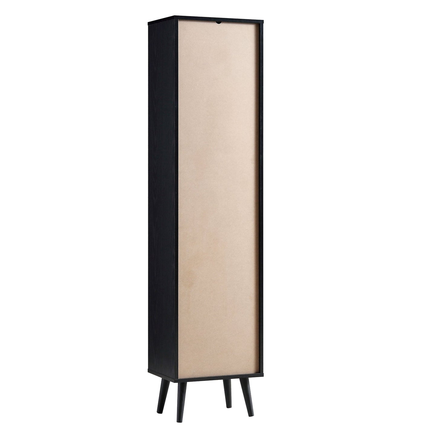 Meuble de salle de bain haut en rotin tressé Frances, noir