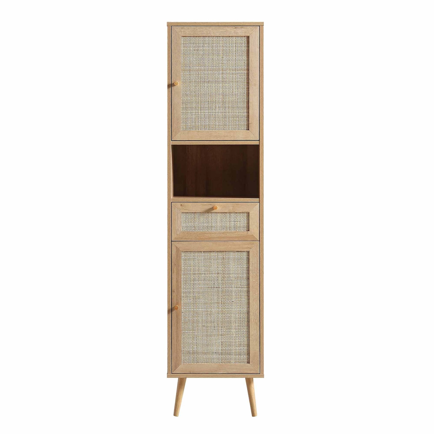 Meuble de salle de bain haut en rotin tressé Frances, naturel