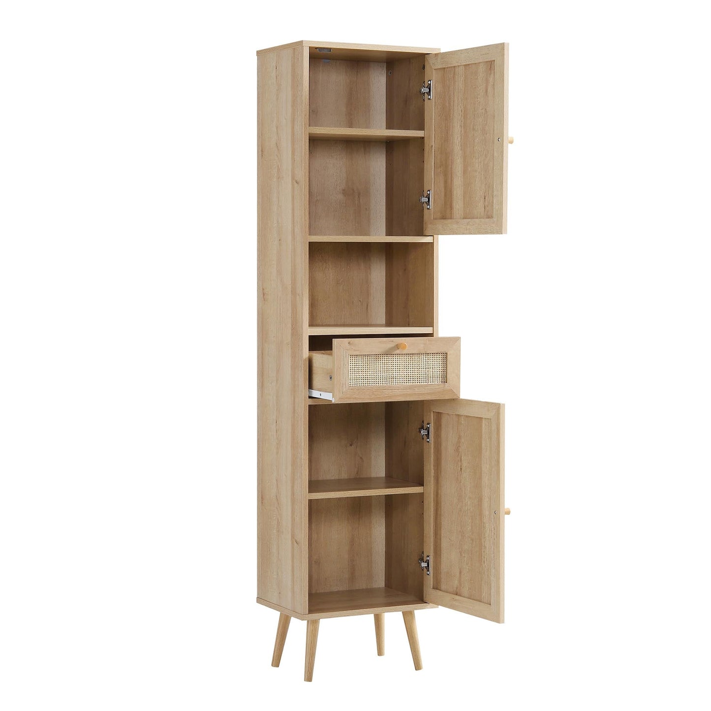 Meuble de salle de bain haut en rotin tressé Frances, naturel