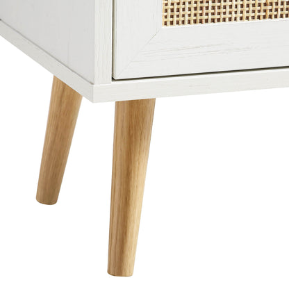 Meuble de salle de bain haut en rotin tressé Frances, blanc