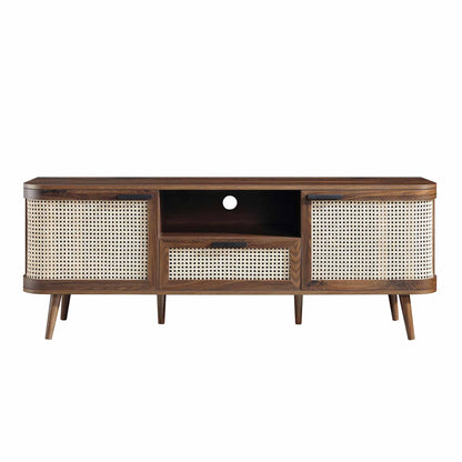 Meuble TV Izzy Curved Rattan 59, noyer