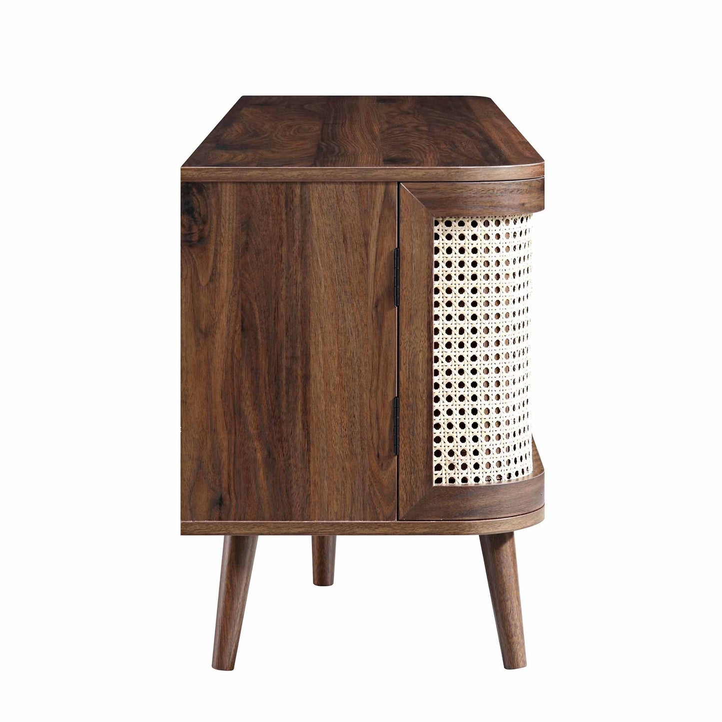 Meuble TV Izzy Curved Rattan 59, noyer