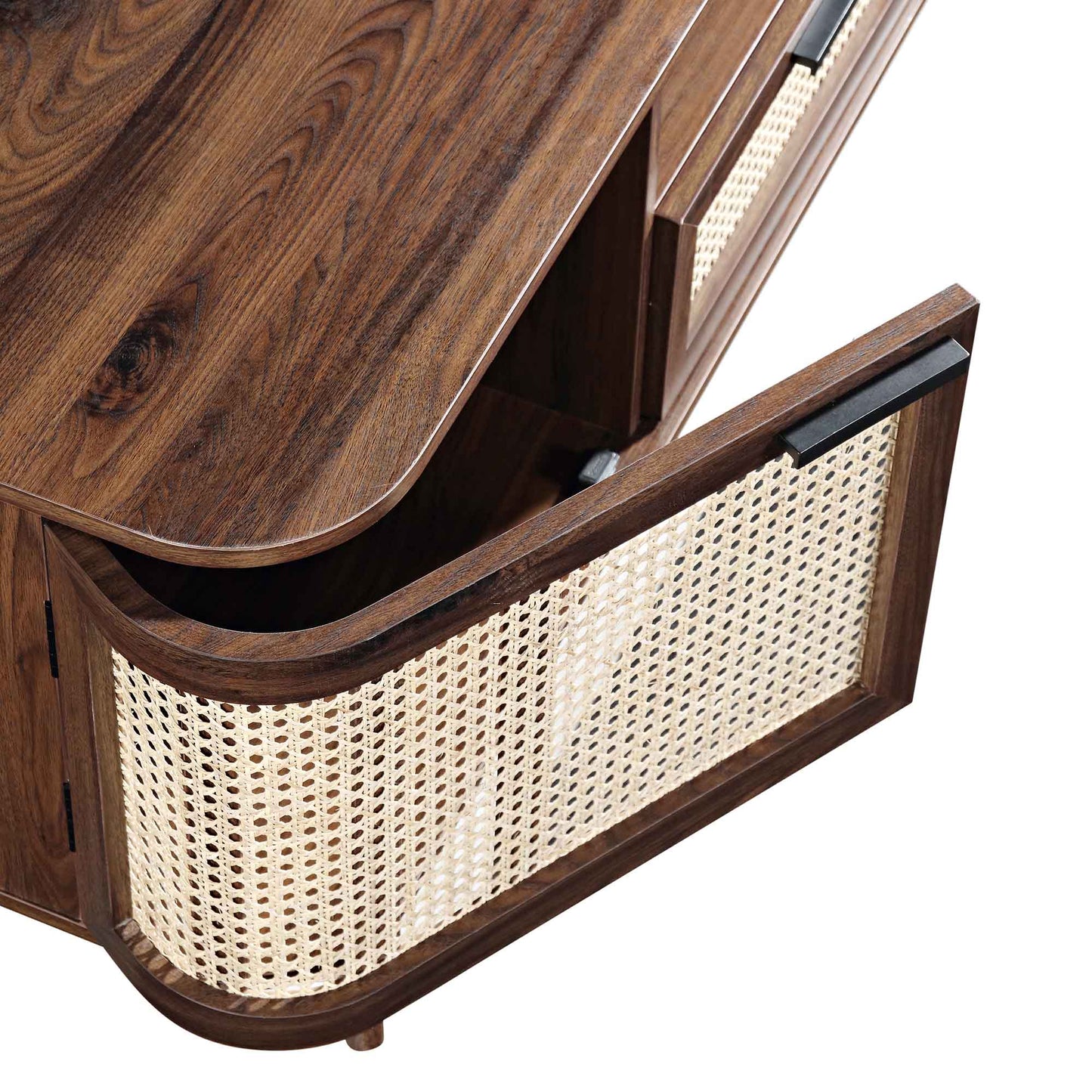 Meuble TV Izzy Curved Rattan 59, noyer