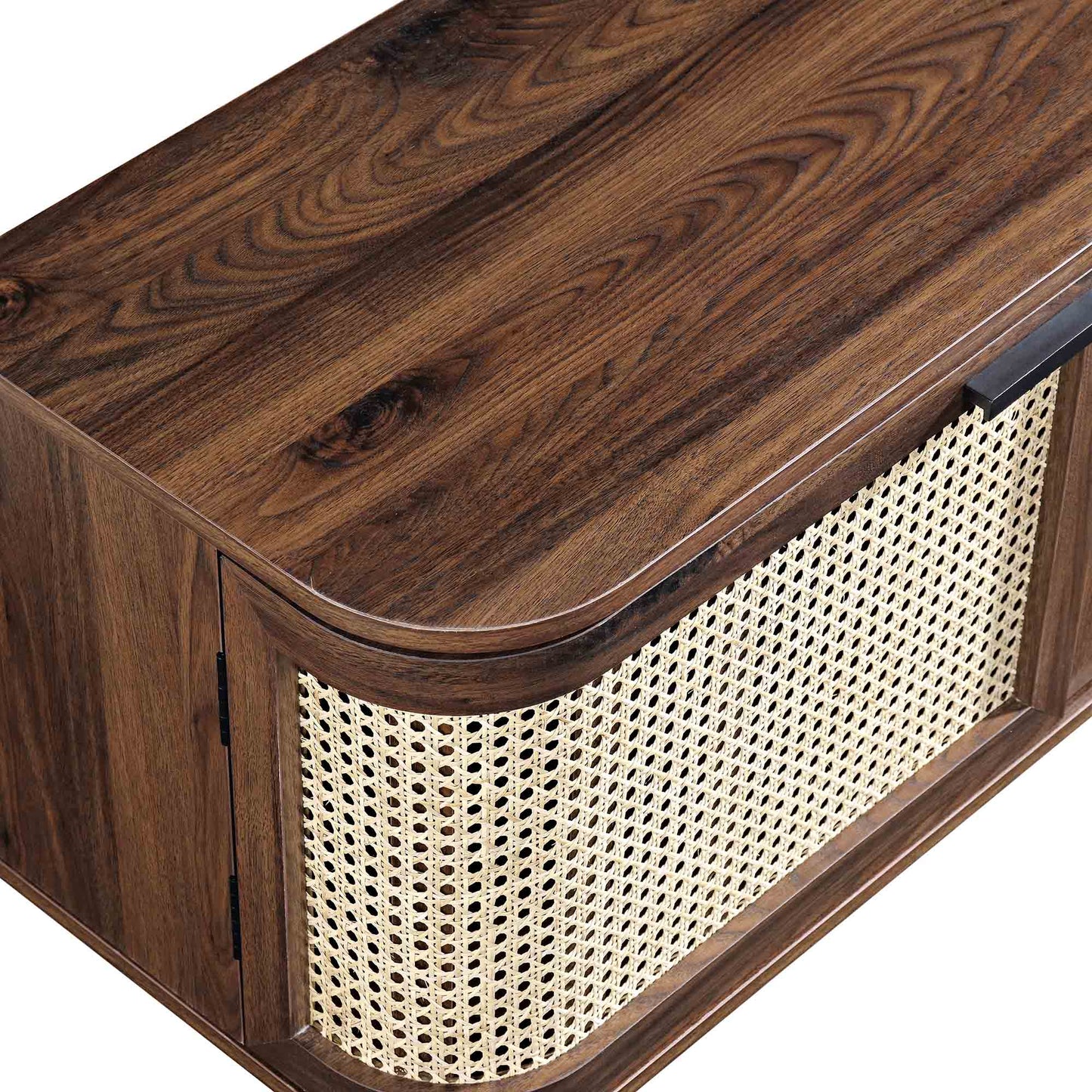 Meuble TV Izzy Curved Rattan 59, noyer