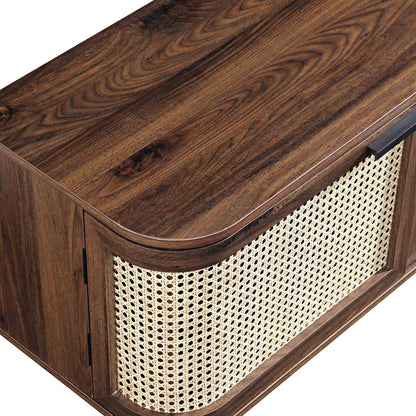 Meuble TV Izzy Curved Rattan 59, noyer