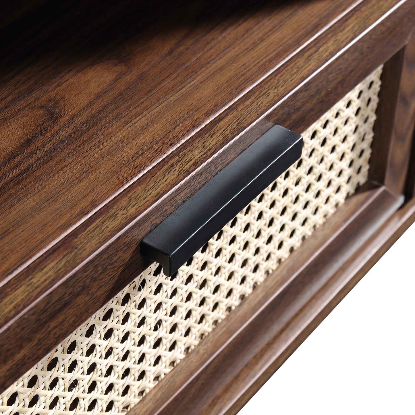 Meuble TV Izzy Curved Rattan 59, noyer