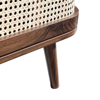 Meuble TV Izzy Curved Rattan 59, noyer