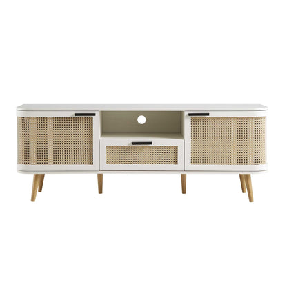 Meuble TV Izzy Curved Rattan 59, blanc