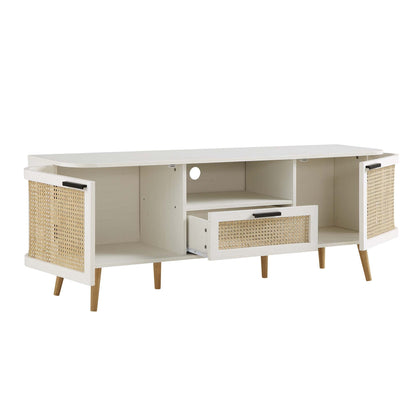 Meuble TV Izzy Curved Rattan 59, blanc