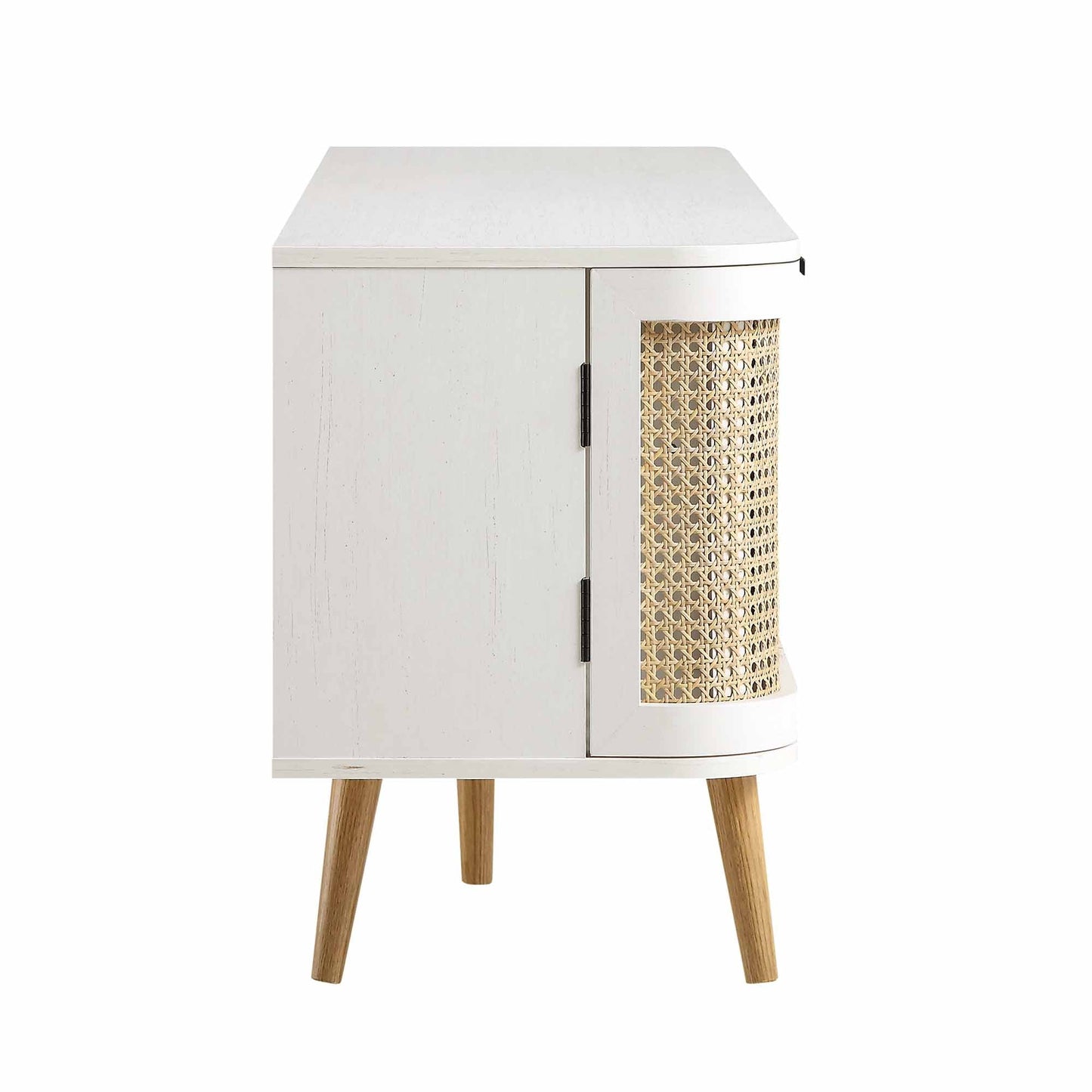 Meuble TV Izzy Curved Rattan 59, blanc