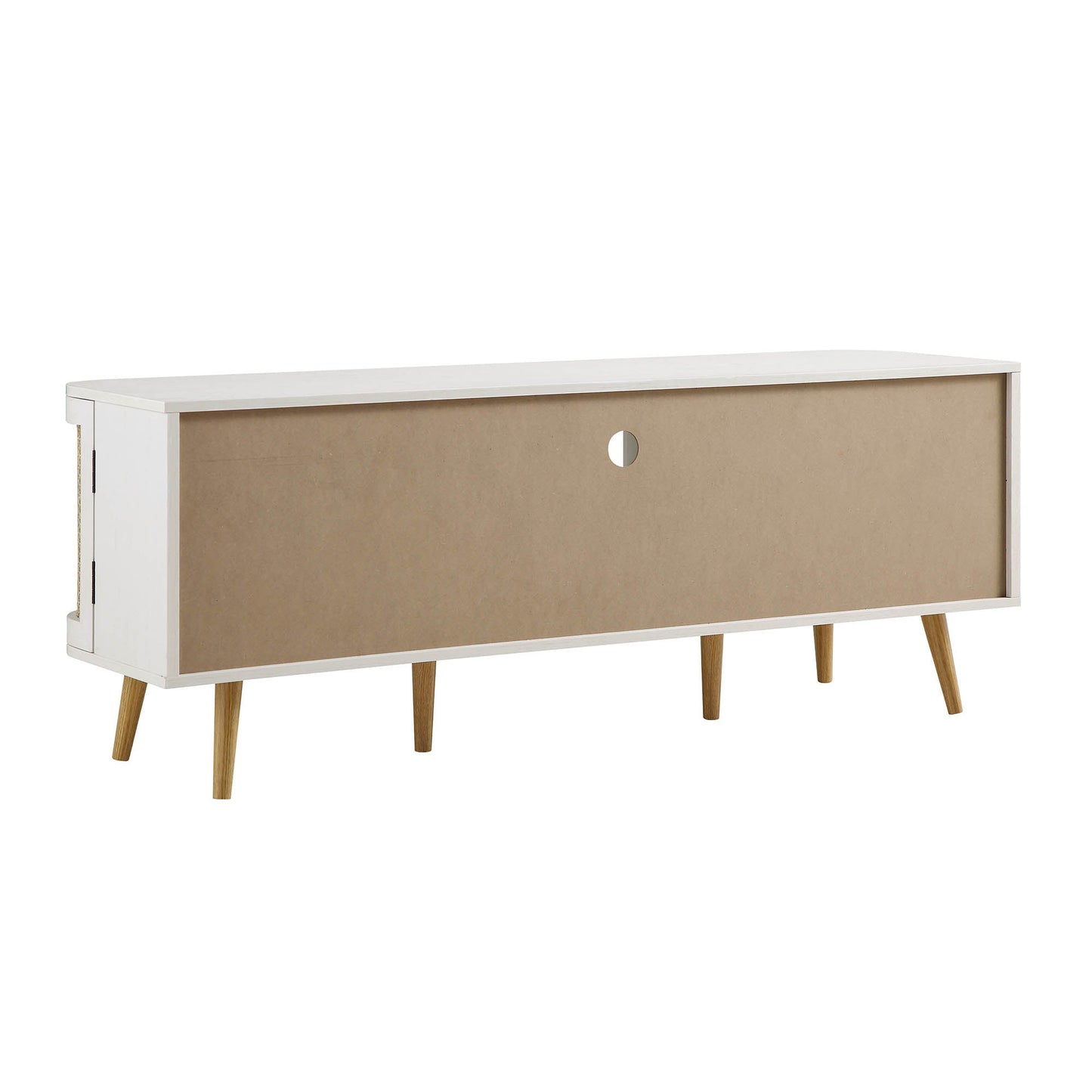 Meuble TV Izzy Curved Rattan 59, blanc