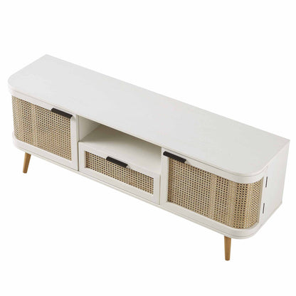 Meuble TV Izzy Curved Rattan 59, blanc