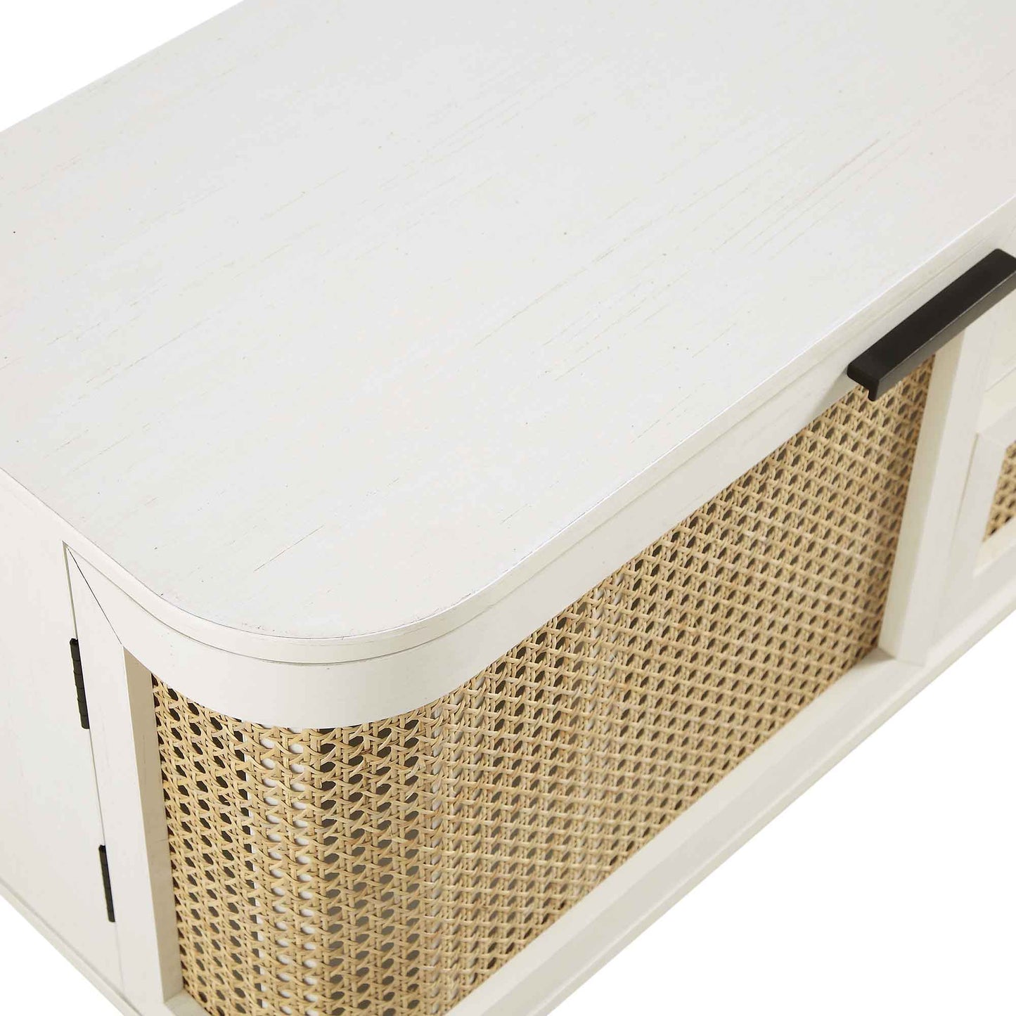 Meuble TV Izzy Curved Rattan 59, blanc