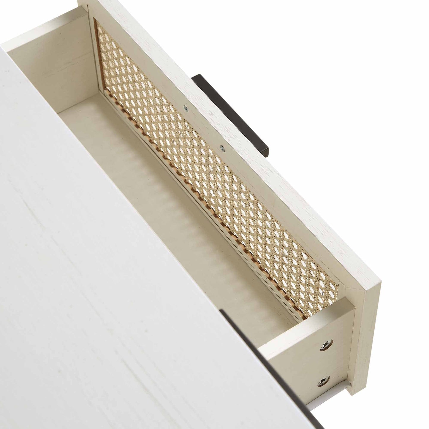 Meuble TV Izzy Curved Rattan 59, blanc