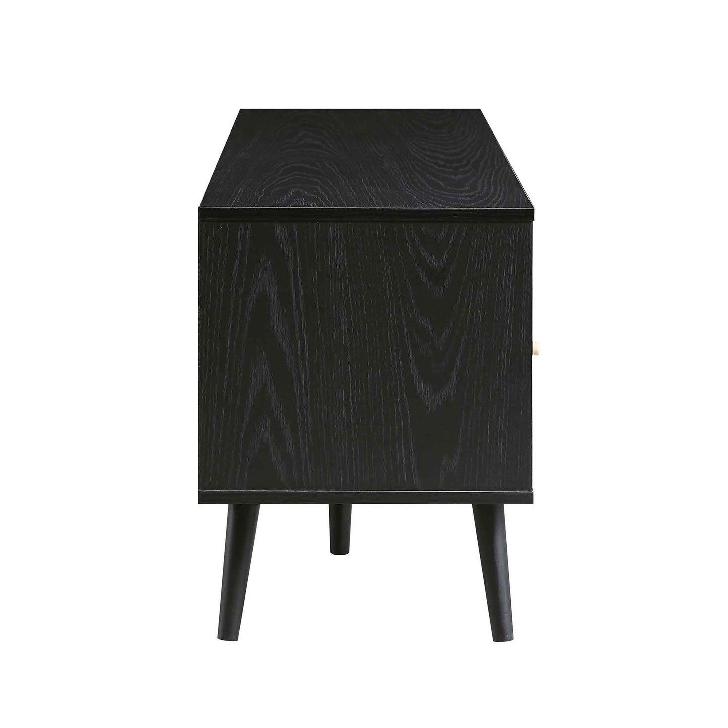 Meuble TV Frances en rotin tressé noir, 63 po, 3 tiroirs