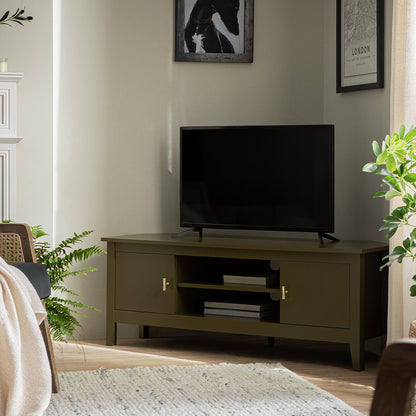 Oakham 47 Wide Corner Media Unit, Olive Grove