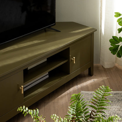 Oakham 47 Wide Corner Media Unit, Olive Grove
