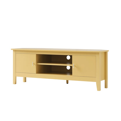 Meuble multimédia d'angle large Oakham 47, rotin jaune