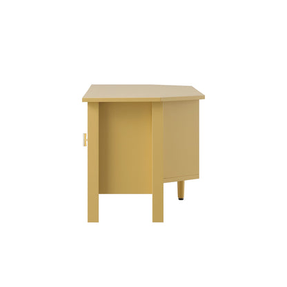 Meuble multimédia d'angle large Oakham 47, rotin jaune