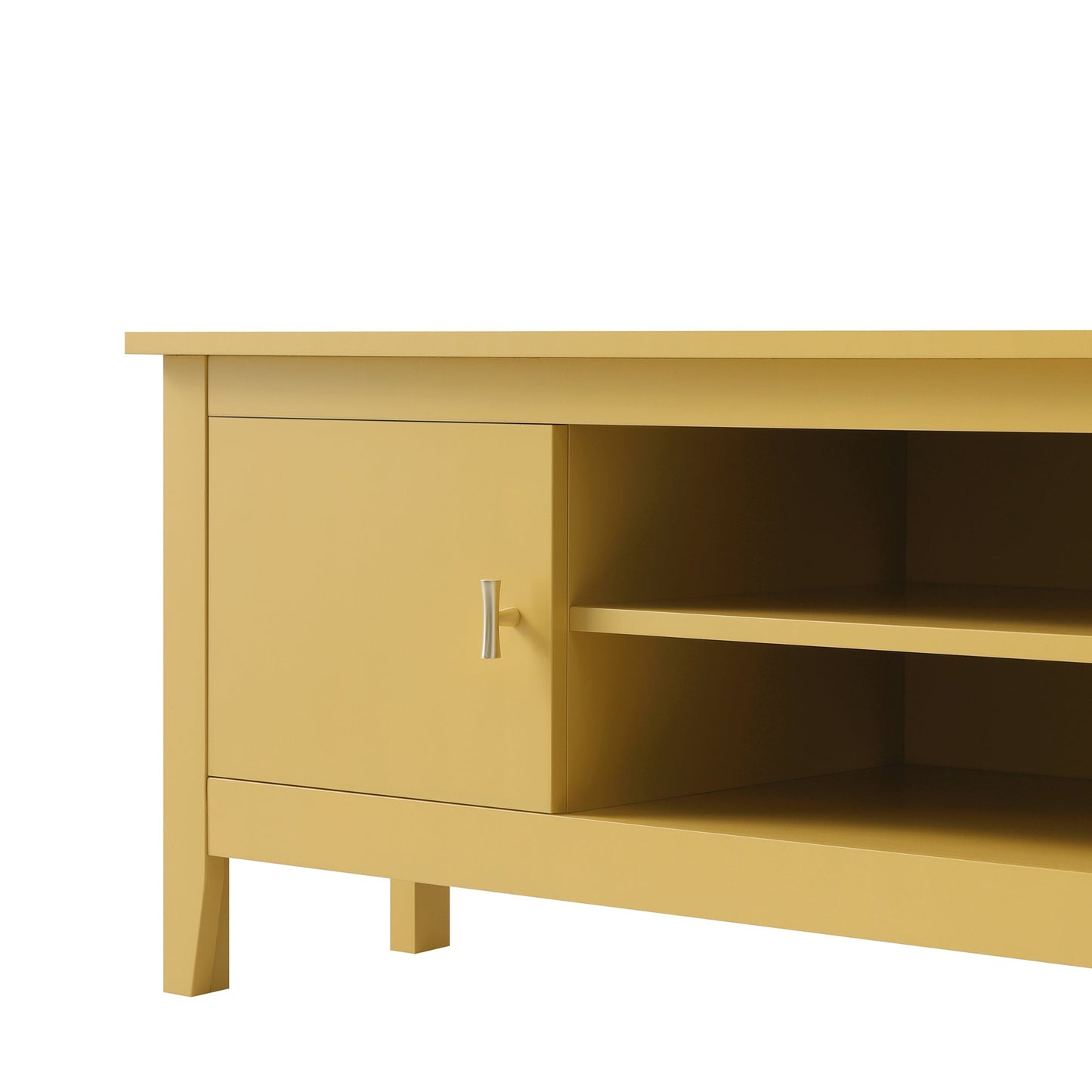 Meuble multimédia d'angle large Oakham 47, rotin jaune