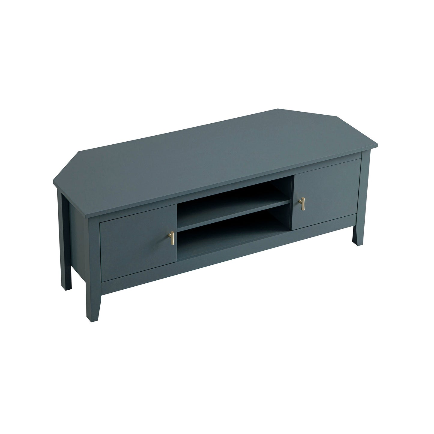 Meuble multimédia d'angle large Oakham 47, bleu orageux