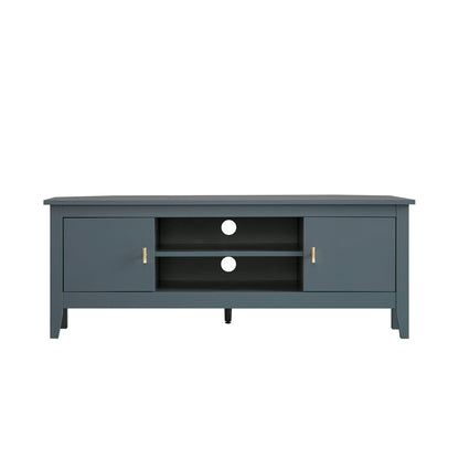 Meuble multimédia d'angle large Oakham 47, bleu orageux