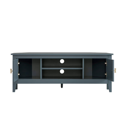 Meuble multimédia d'angle large Oakham 47, bleu orageux