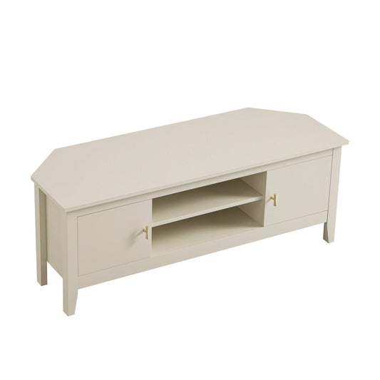 Meuble multimédia d'angle large Oakham 47, blanc ombré