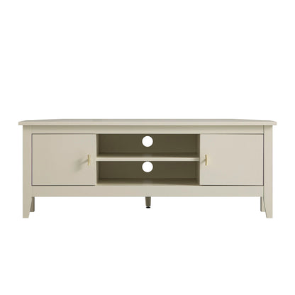 Meuble multimédia d'angle large Oakham 47, blanc ombré