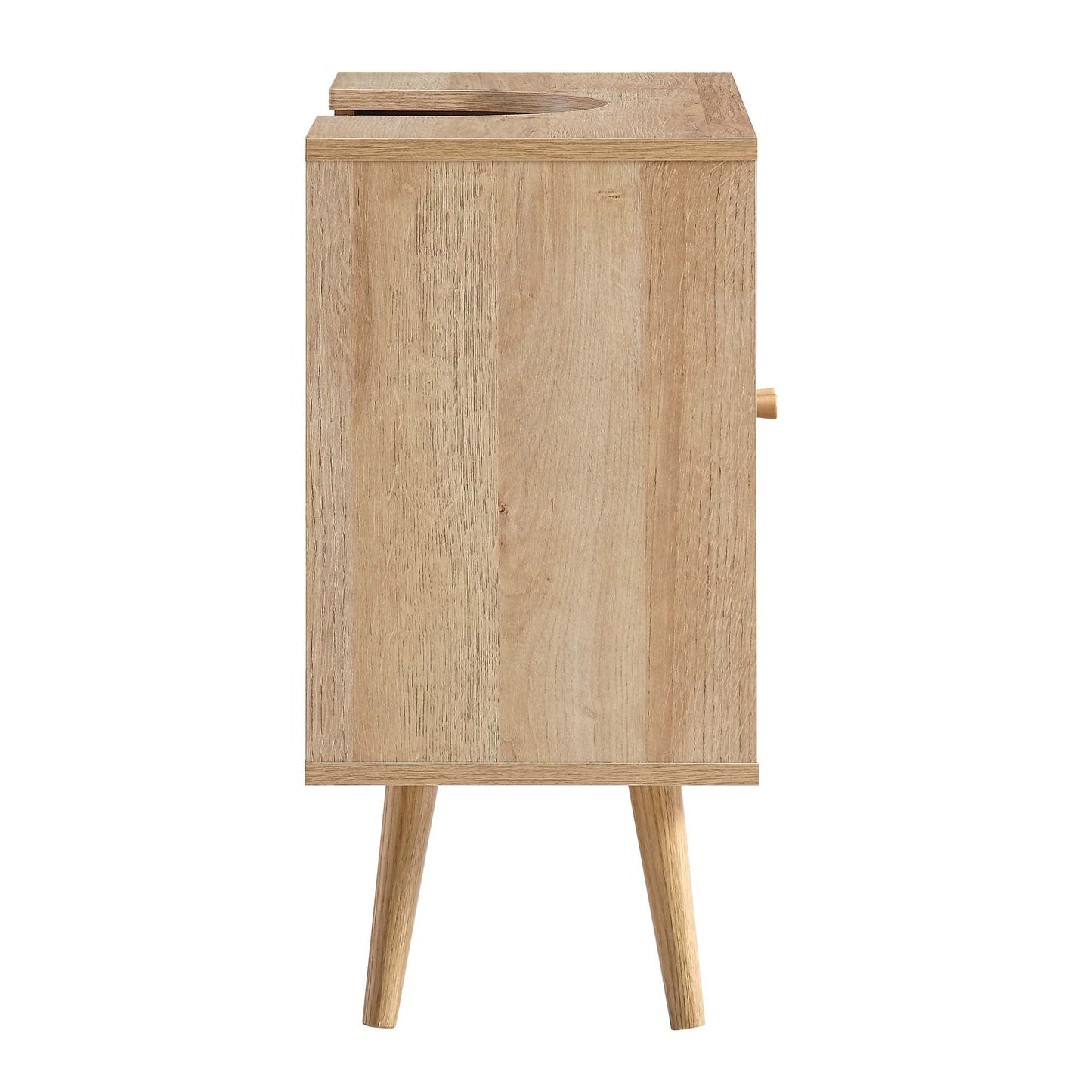 Meuble sous-évier de salle de bain 2 portes en rotin tressé Frances, naturel