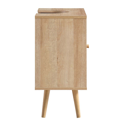 Meuble sous-évier de salle de bain 2 portes en rotin tressé Frances, naturel