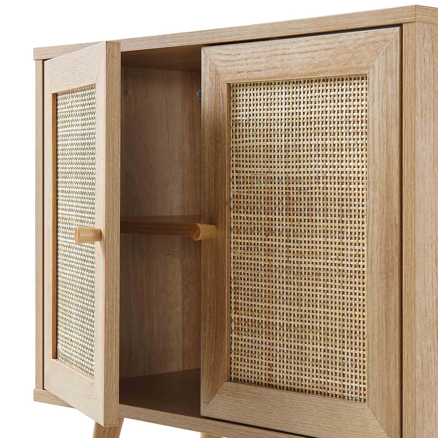 Meuble sous-évier de salle de bain 2 portes en rotin tressé Frances, naturel